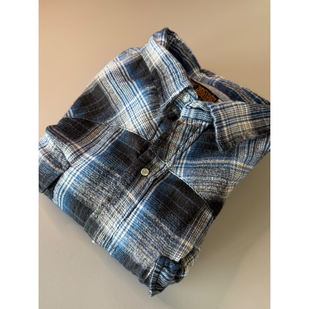 Canyon Guide Outfitters Mens 2X Blue Plaid Flannel Snap Front Western Shirt